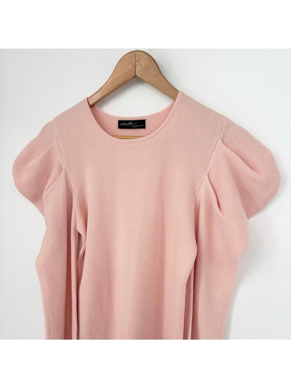 On Twelfth Dusty Pink Ruffle Sleeve Long Sleeve Stretch Top Size L
